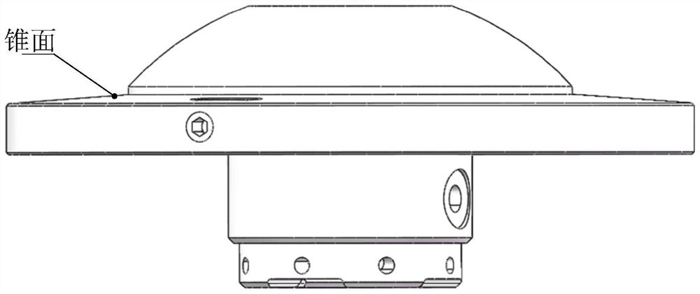 Normal detection method for pressure foot contact surface as conical surface