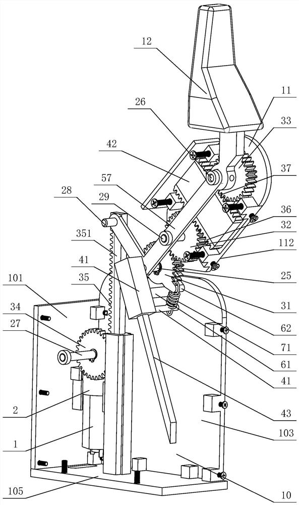 Rack-slider linear flat clip indirect self-adaptive robot finger device