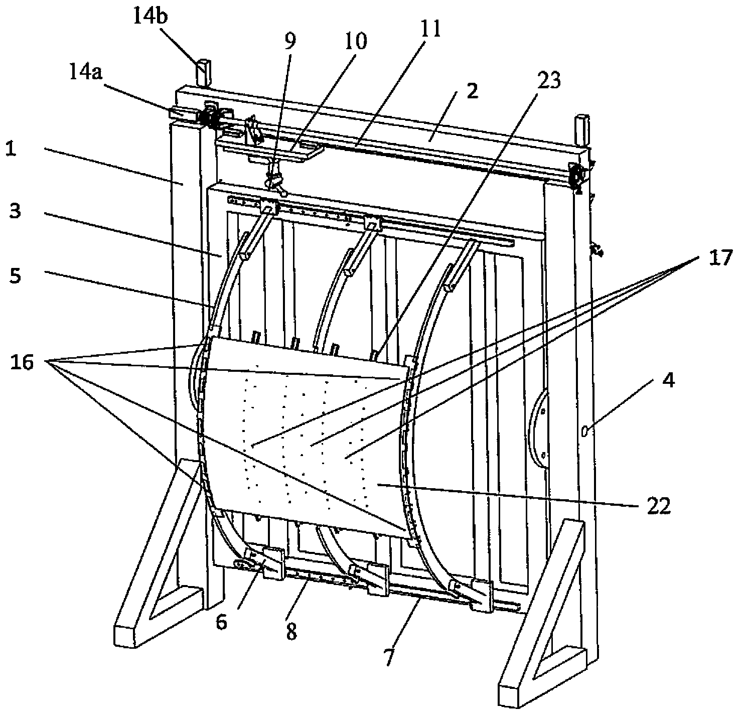 Flexible measurement and control tool system and flexible measurement and control method for large wall panels with complicated surfaces