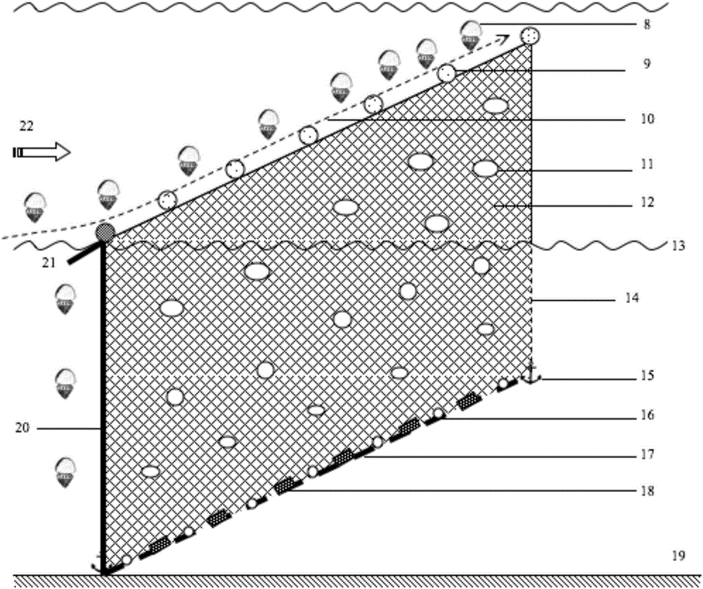 Movable ocean floating object interception dredging net and using method
