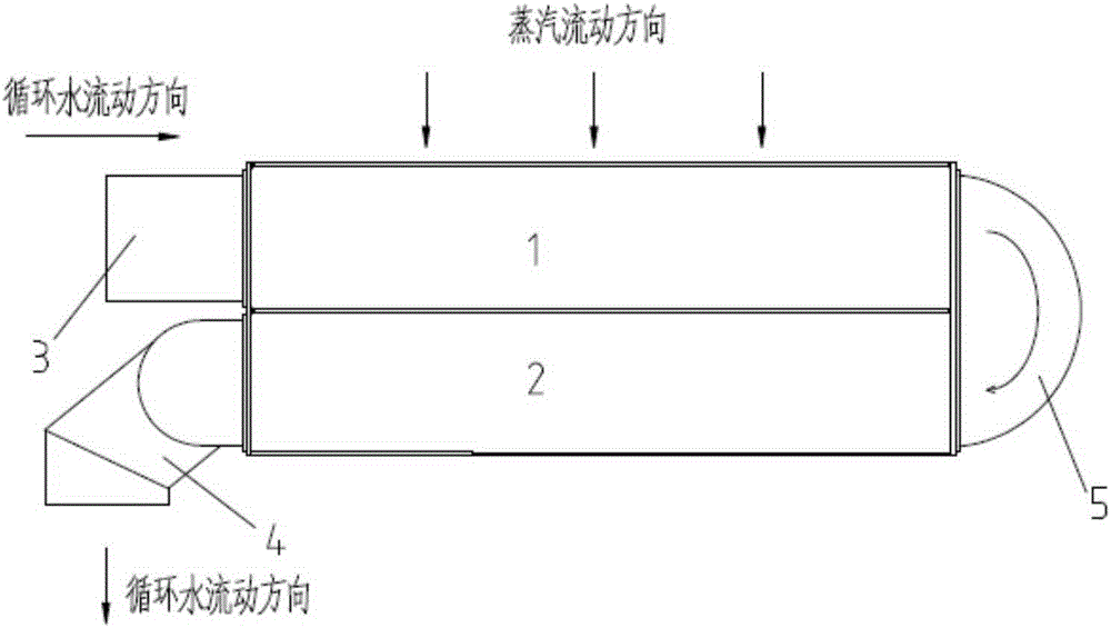Mixing condensing system based on up-in-down-out superposed double-flow-path steam condenser