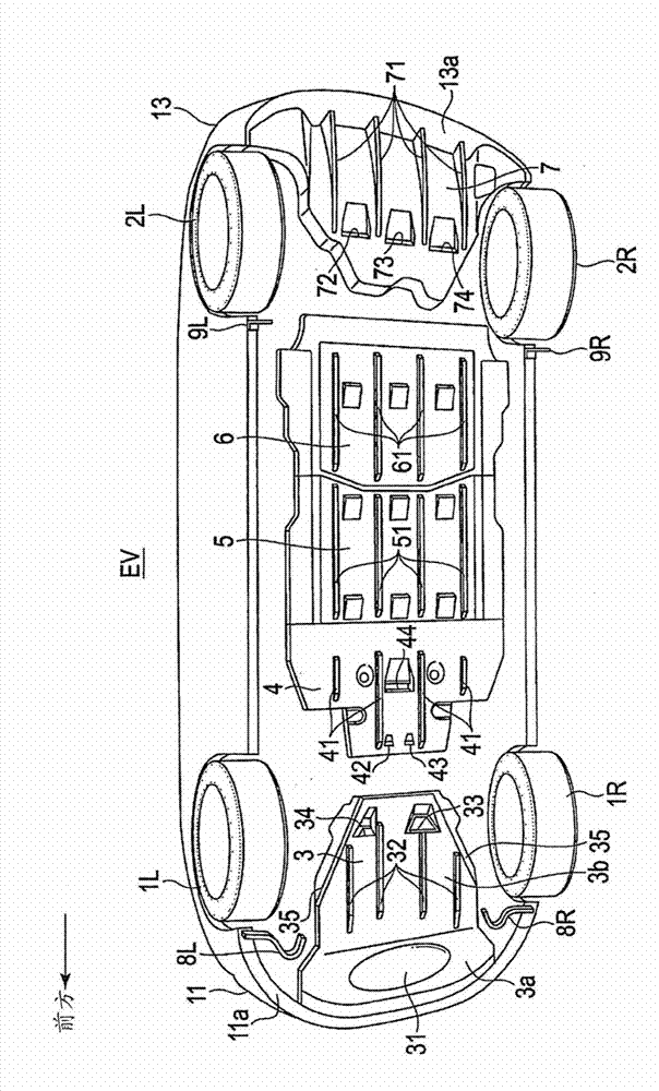 Front underfloor structure of vehicle