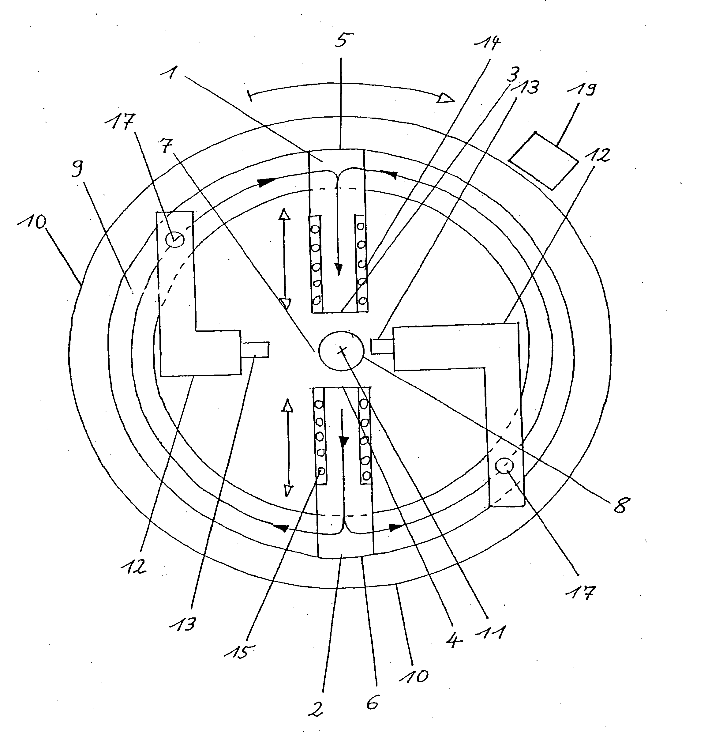 Device for testing a test specimen for surface faults by magnetization means and by means of induction process as measurement sensors