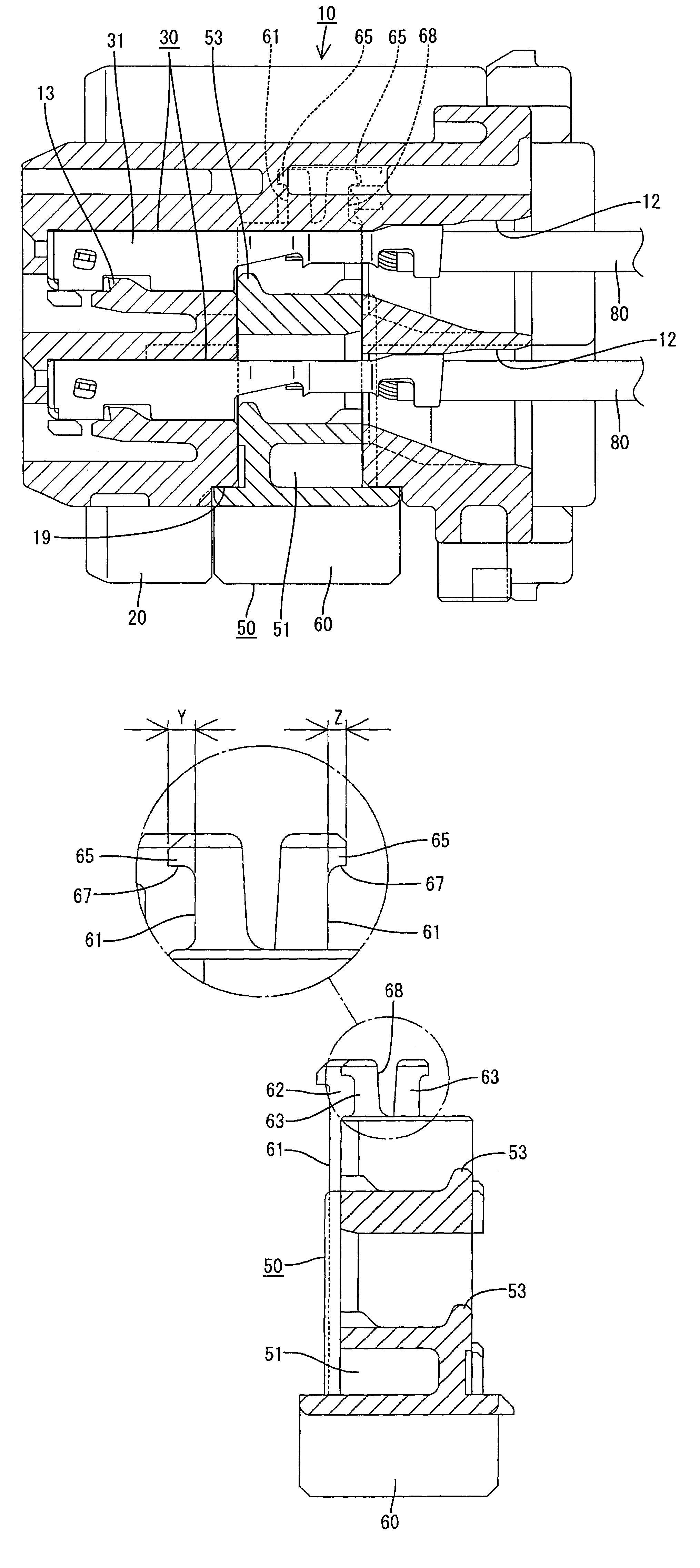Electrical connector with a terminal retainer with an intermediate lock