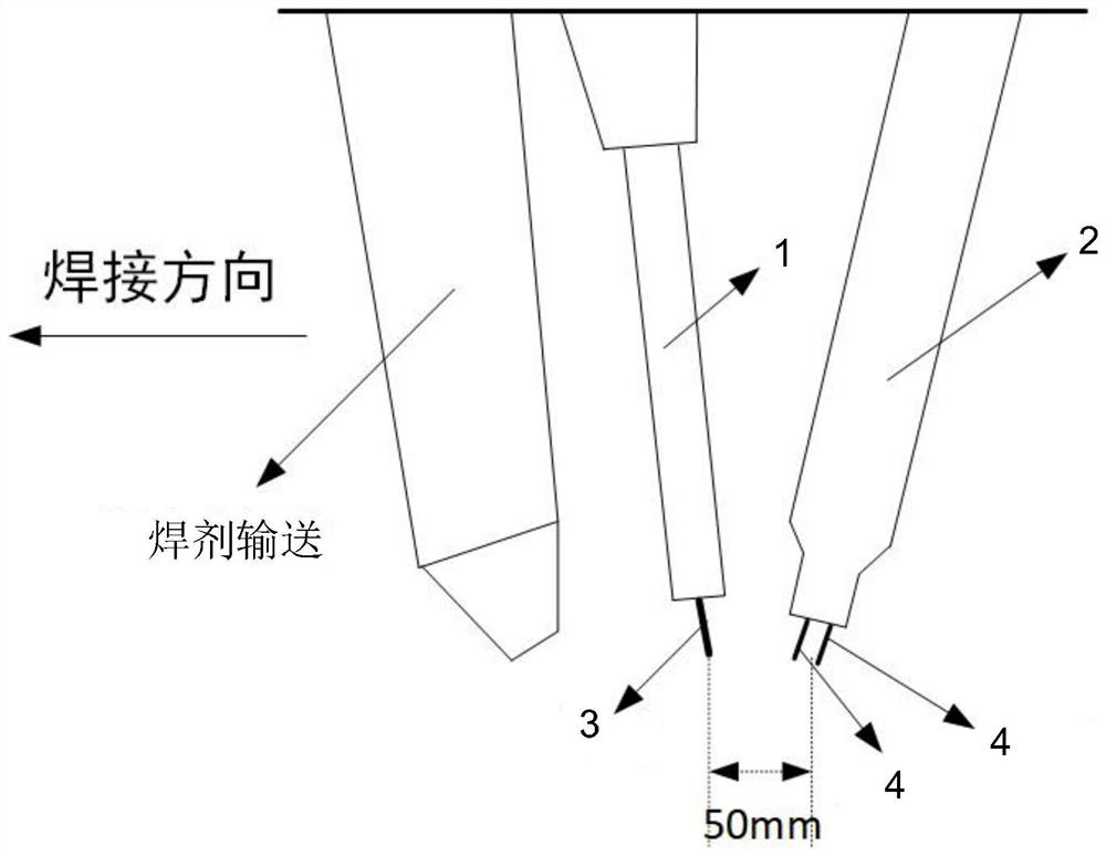 Method for predicting thermal cycle parameters of cold and hot multi-wire composite submerged arc welding of large steel structural part