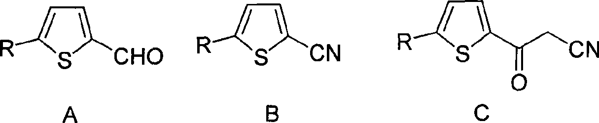 Method for preparing 2-cyanoacet-5-substituted thiophenes compound