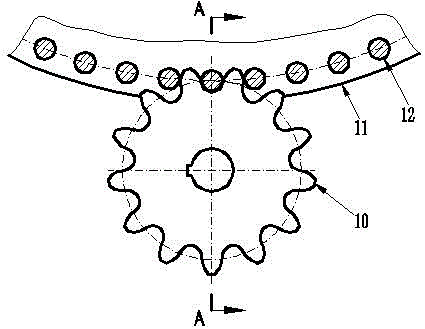 A chain type pin wheel transmission device