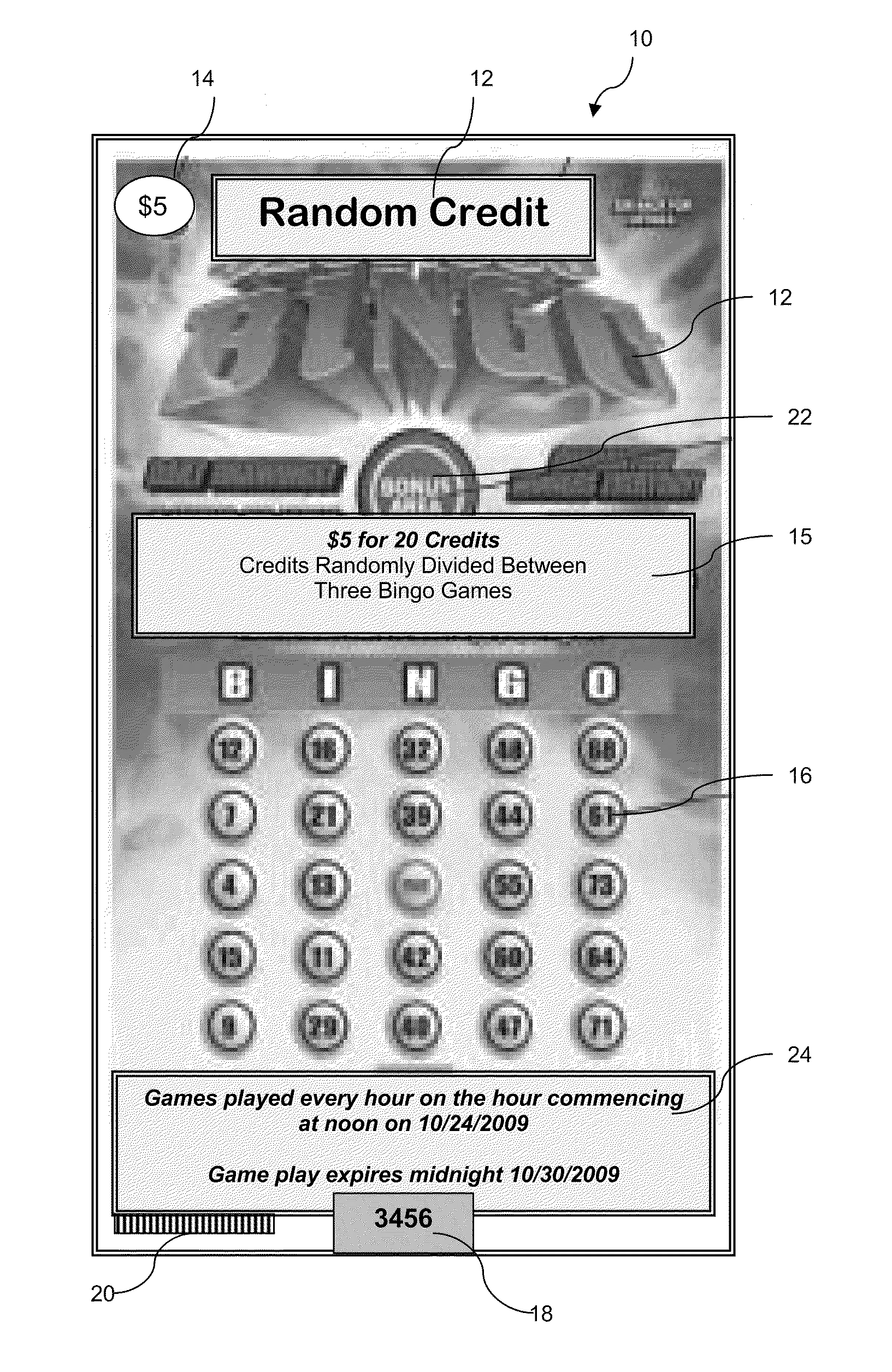 Random credit generation lottery game system and method