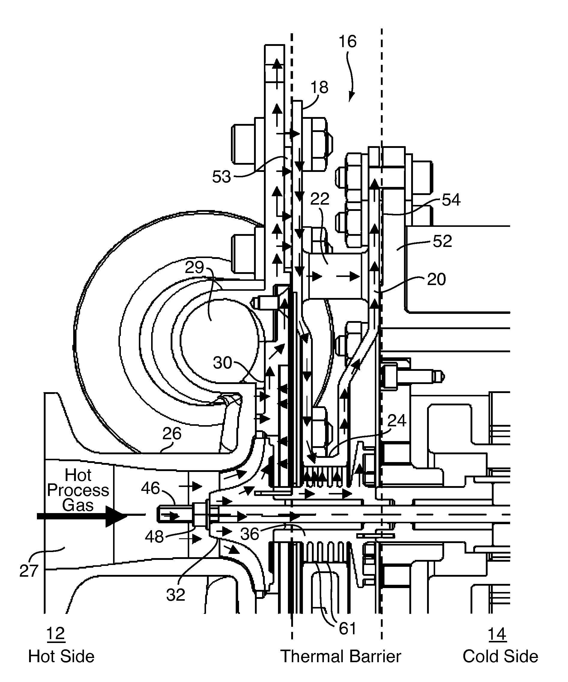 Foil gas bearing supported high temperature centrifugal blower and method for cooling thereof