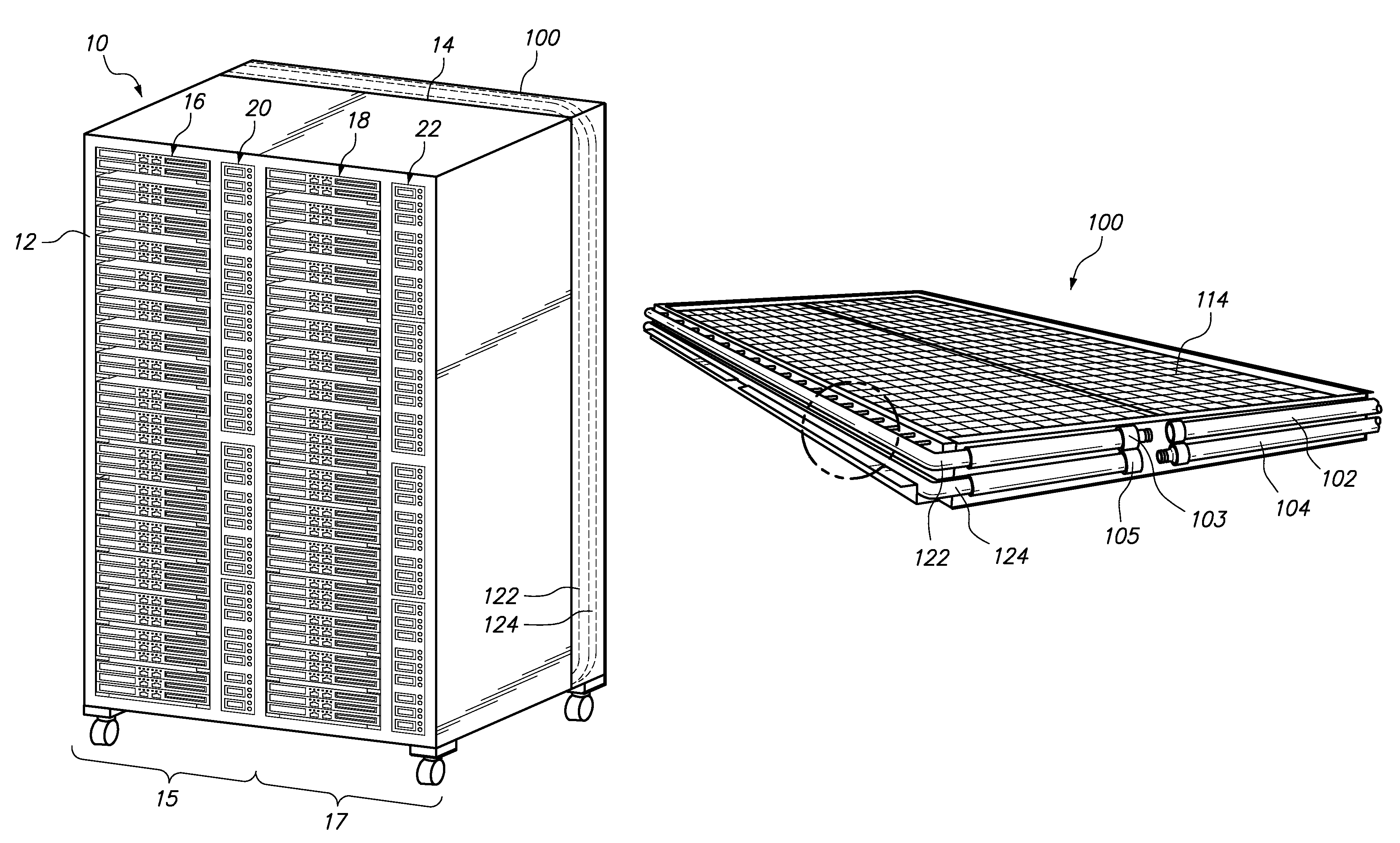 Rack with integrated rear-door heat exchanger