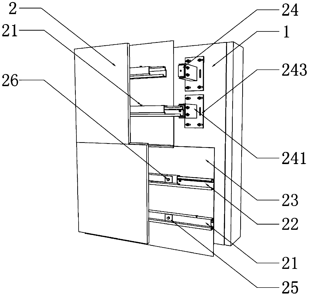 Fabricated dry-hang mounting structure for indoor large-scale water curtains