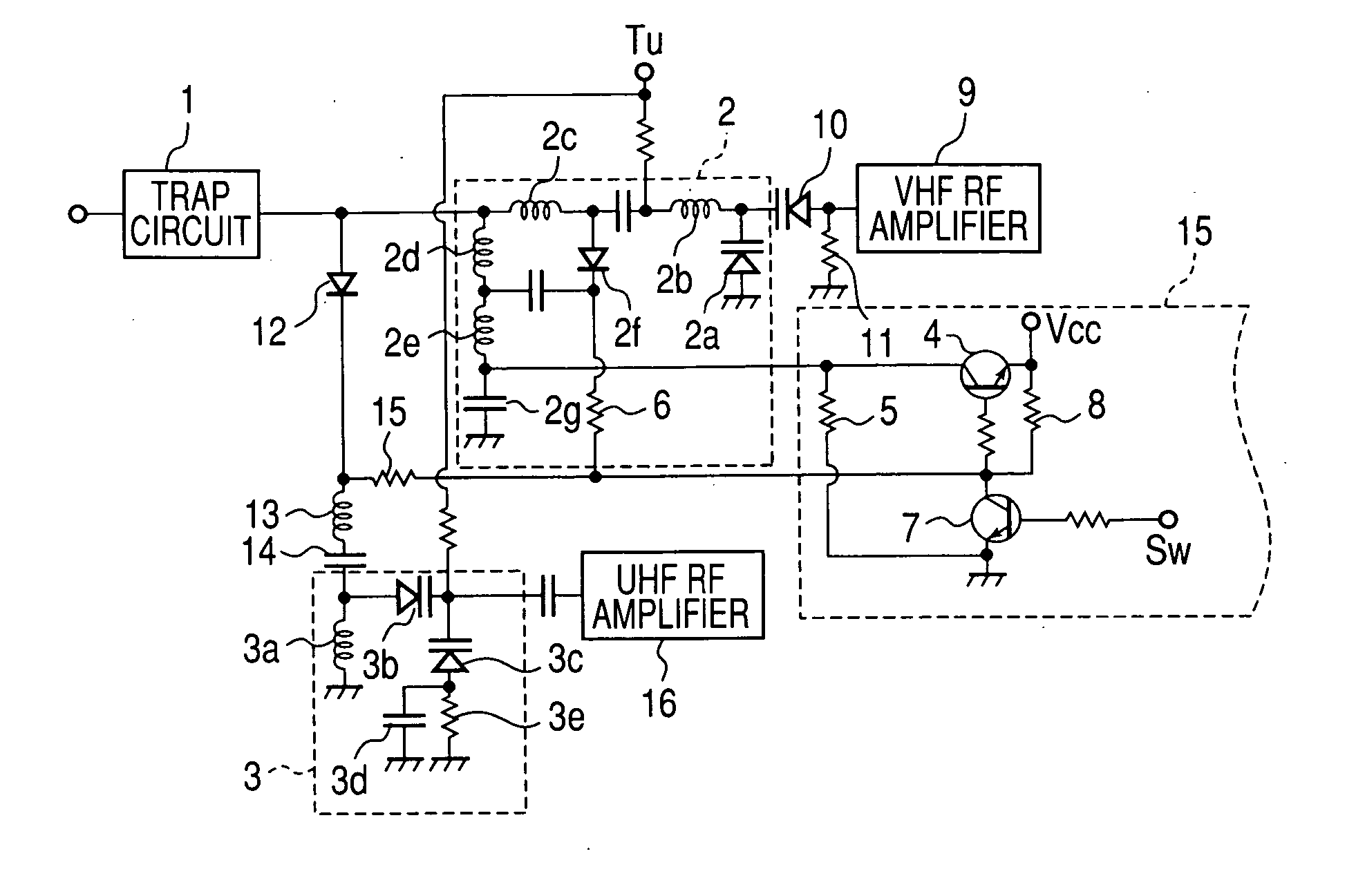 Band switchable type tuning circuit of television signal