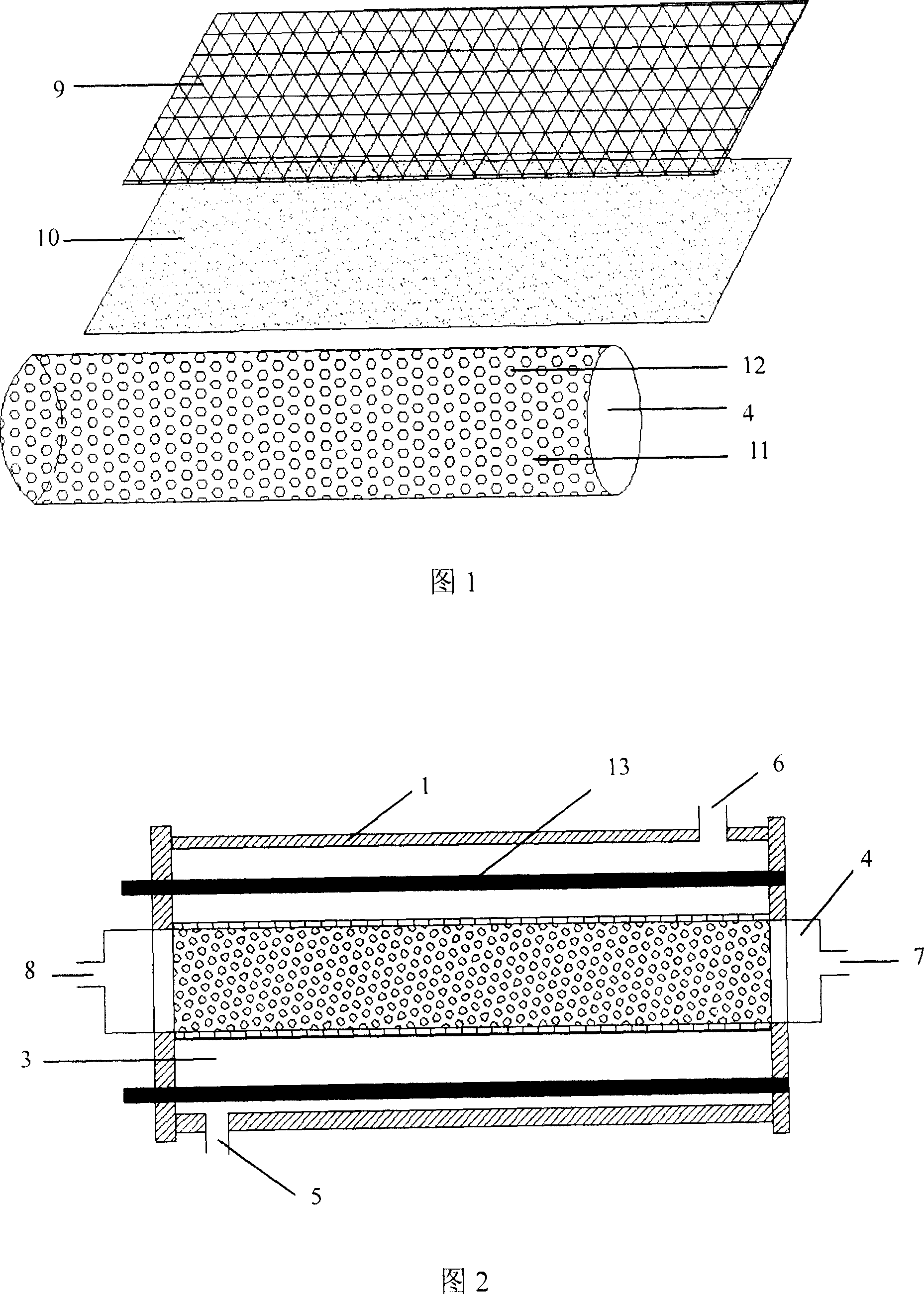 Microbiological fuel cell device and battery and use and water treatment system