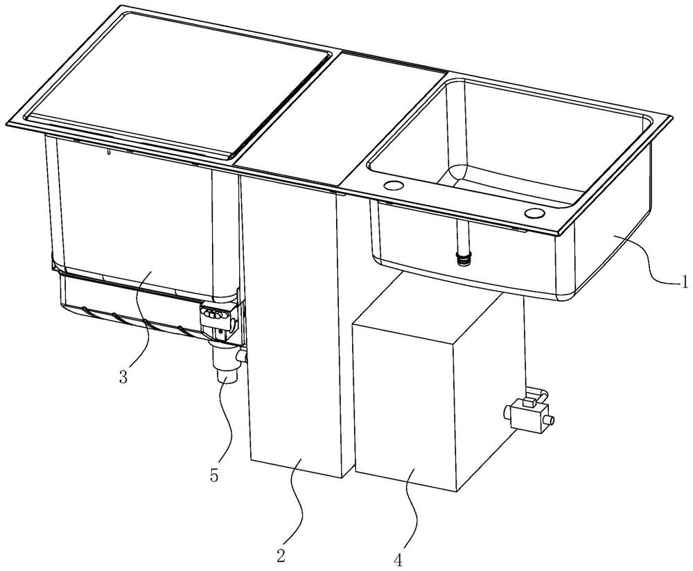 Water tank type cleaning machine and pot cleaning method