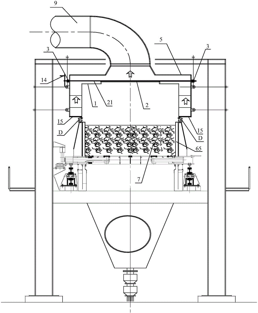 Air draft dedusting device of feeding position of ring cooling machine