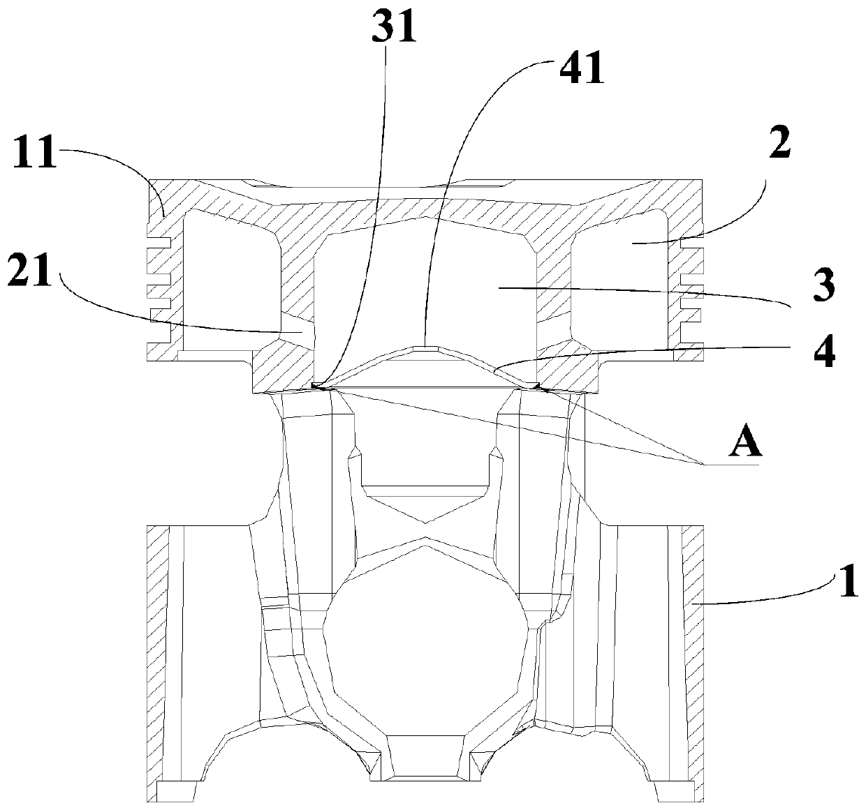 Piston with double cooling oil cavities and assembly method of piston