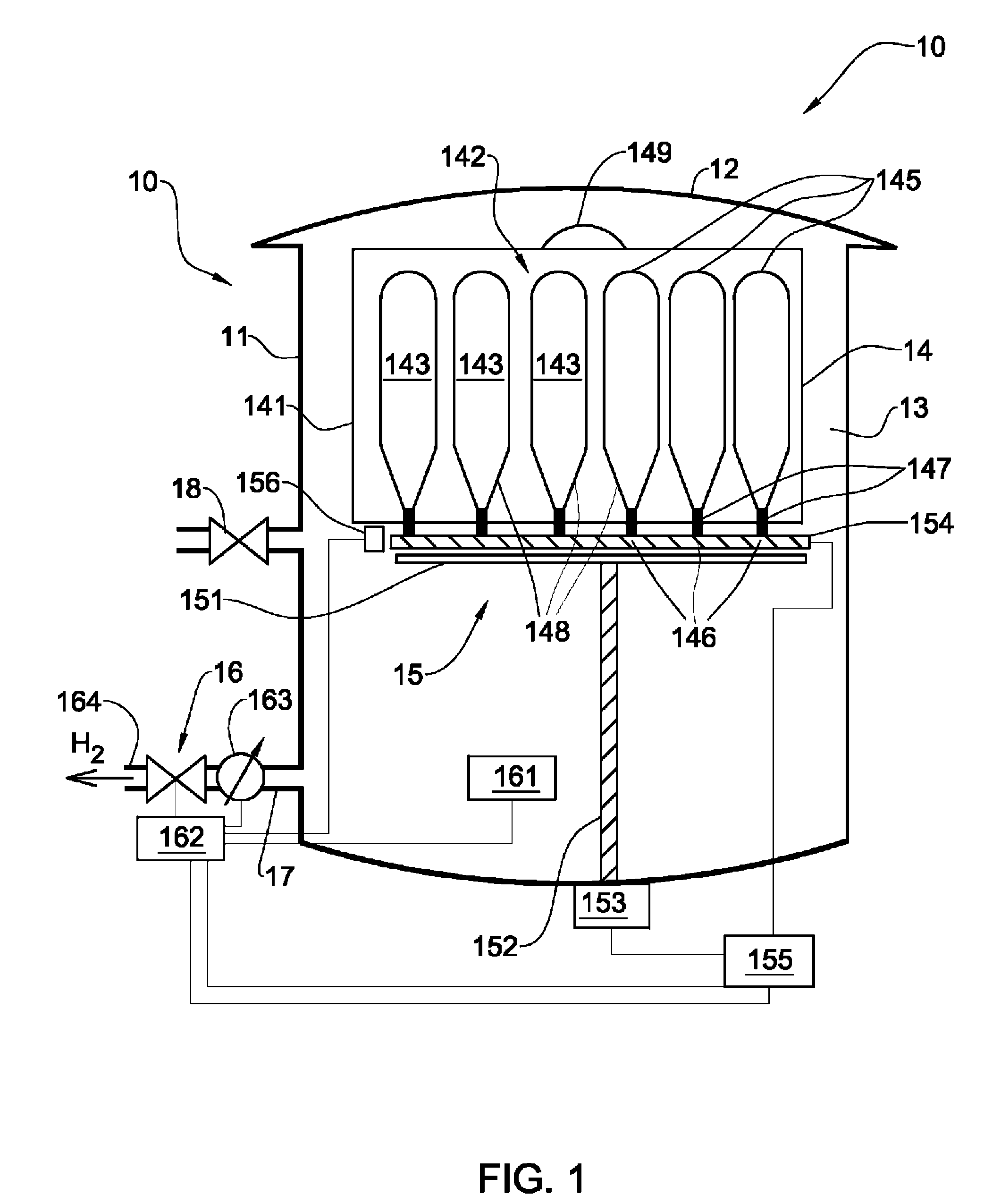 Apparatus for storage and liberation of compressed hydrogen gas in microcylindrical arrays and system for filling the microcylindrical arrays