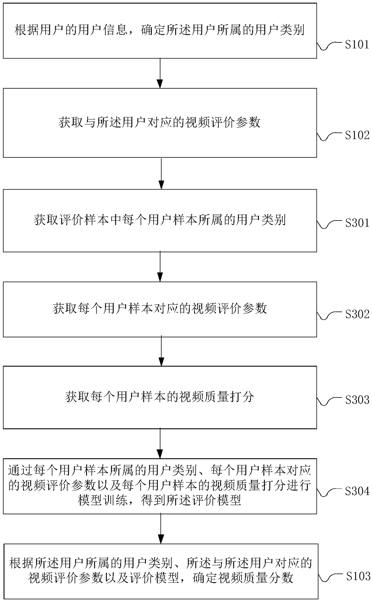 Determination method and device for video quality score