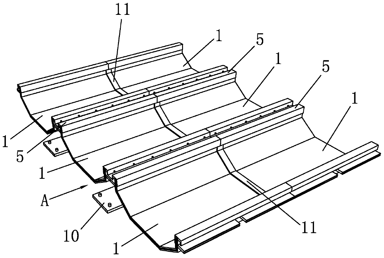 Folded edge flashing structure and construction method for roof