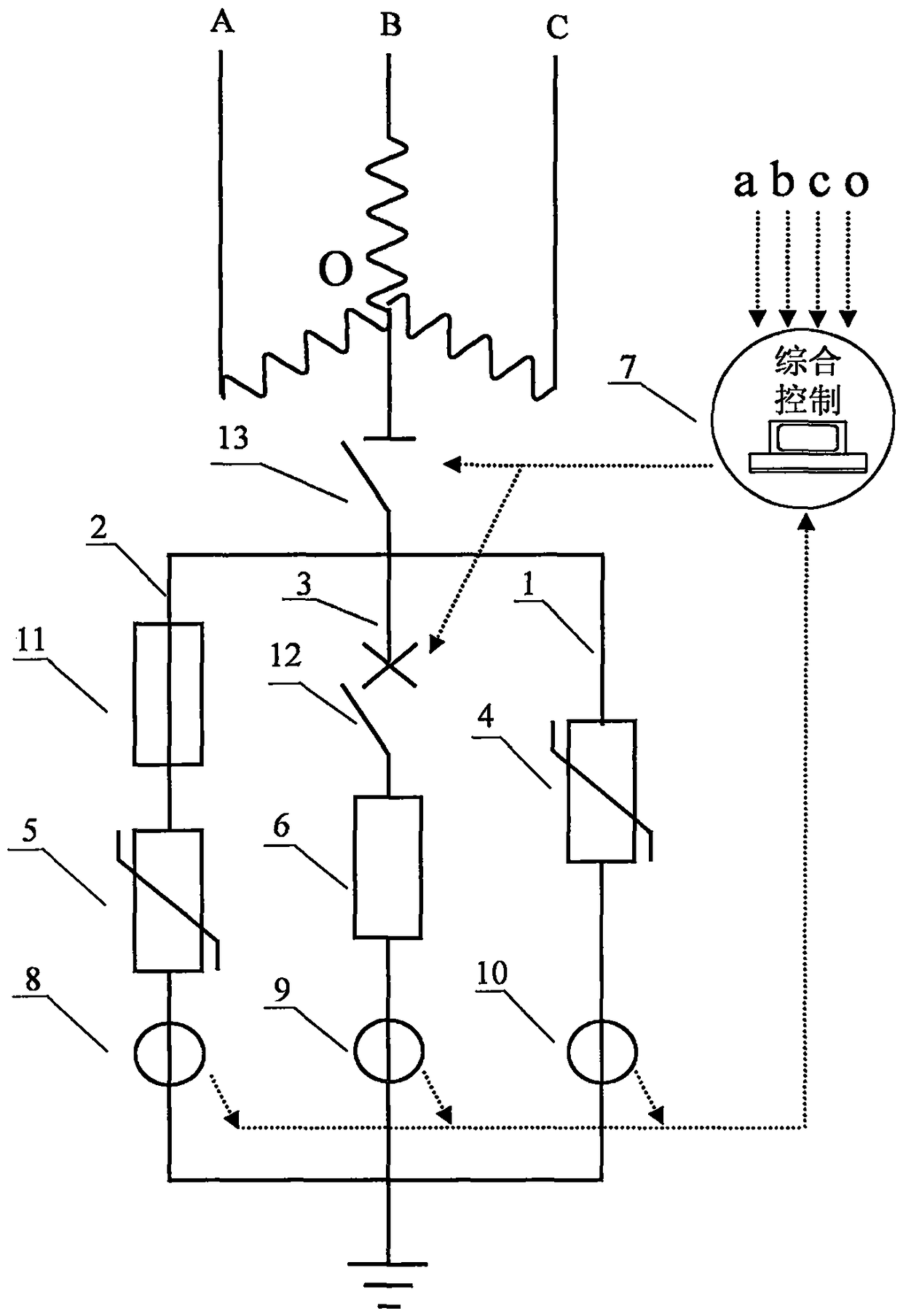 A combined neutral point grounding comprehensive control device