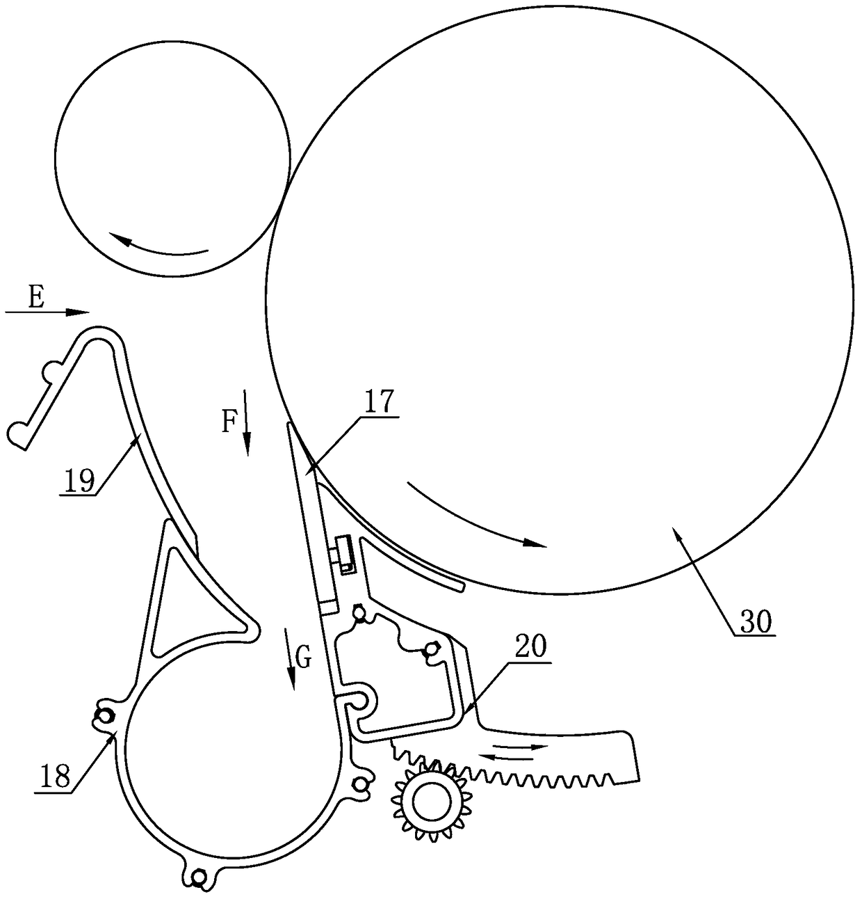 Displacement adjustment device for separating knife on spinning preparation machine and its application method