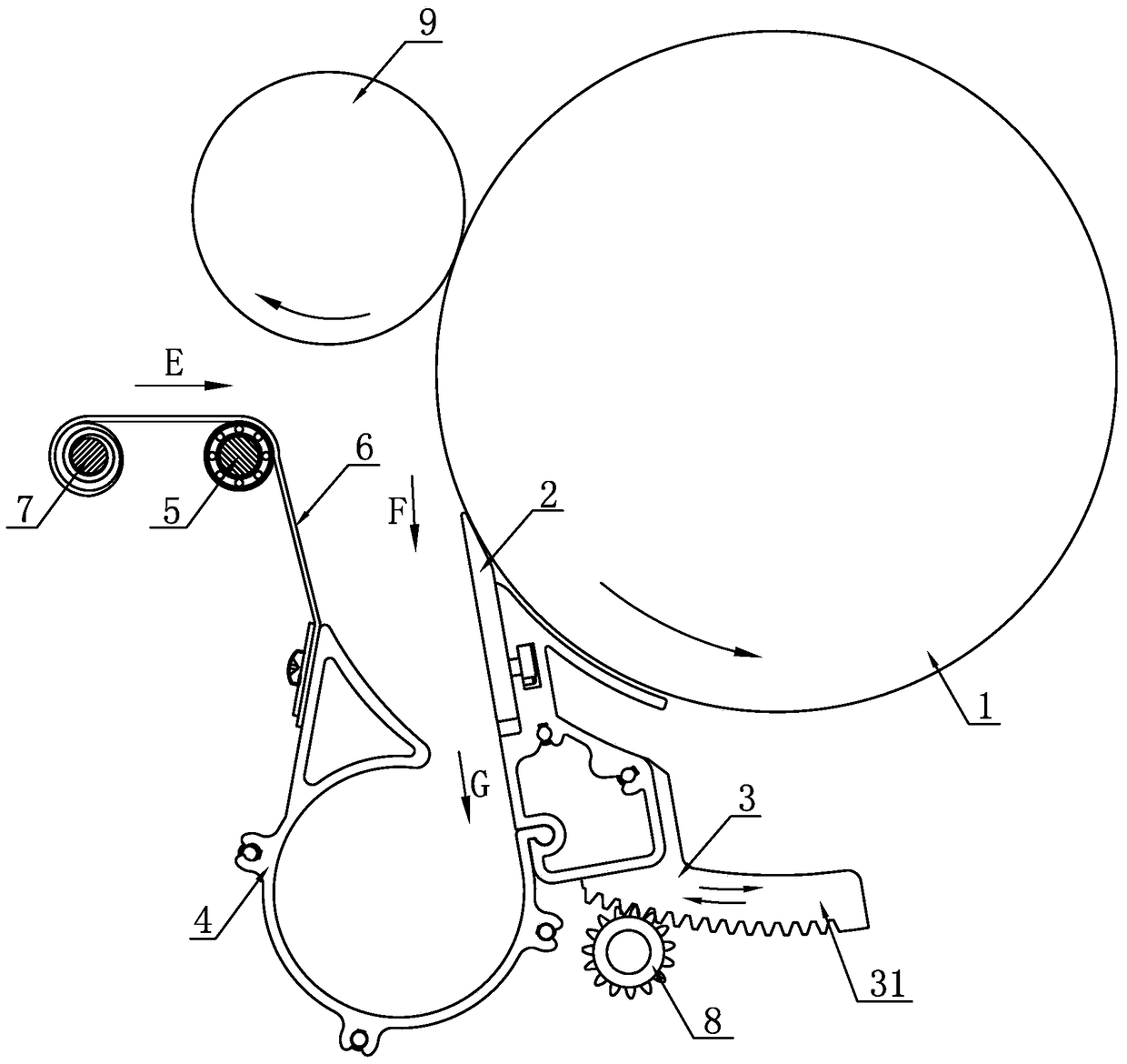 Displacement adjustment device for separating knife on spinning preparation machine and its application method