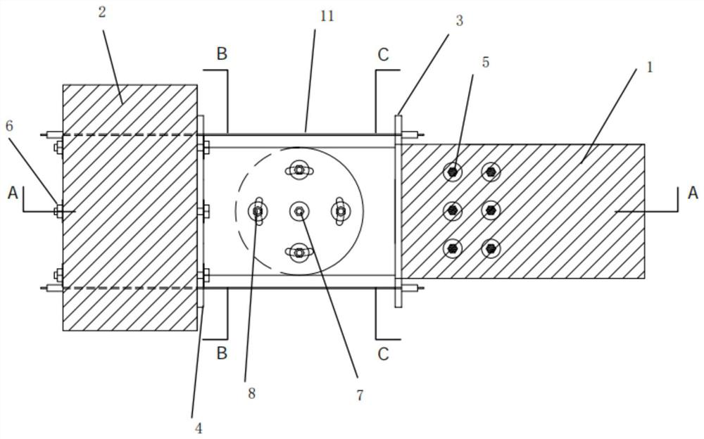 Beam and column friction energy dissipation joint for laminated wood structure