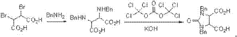 Method for synthesizing 1,3-dibenzyl imidazoline-2-keto-cis-4,5-dicarboxylic acid
