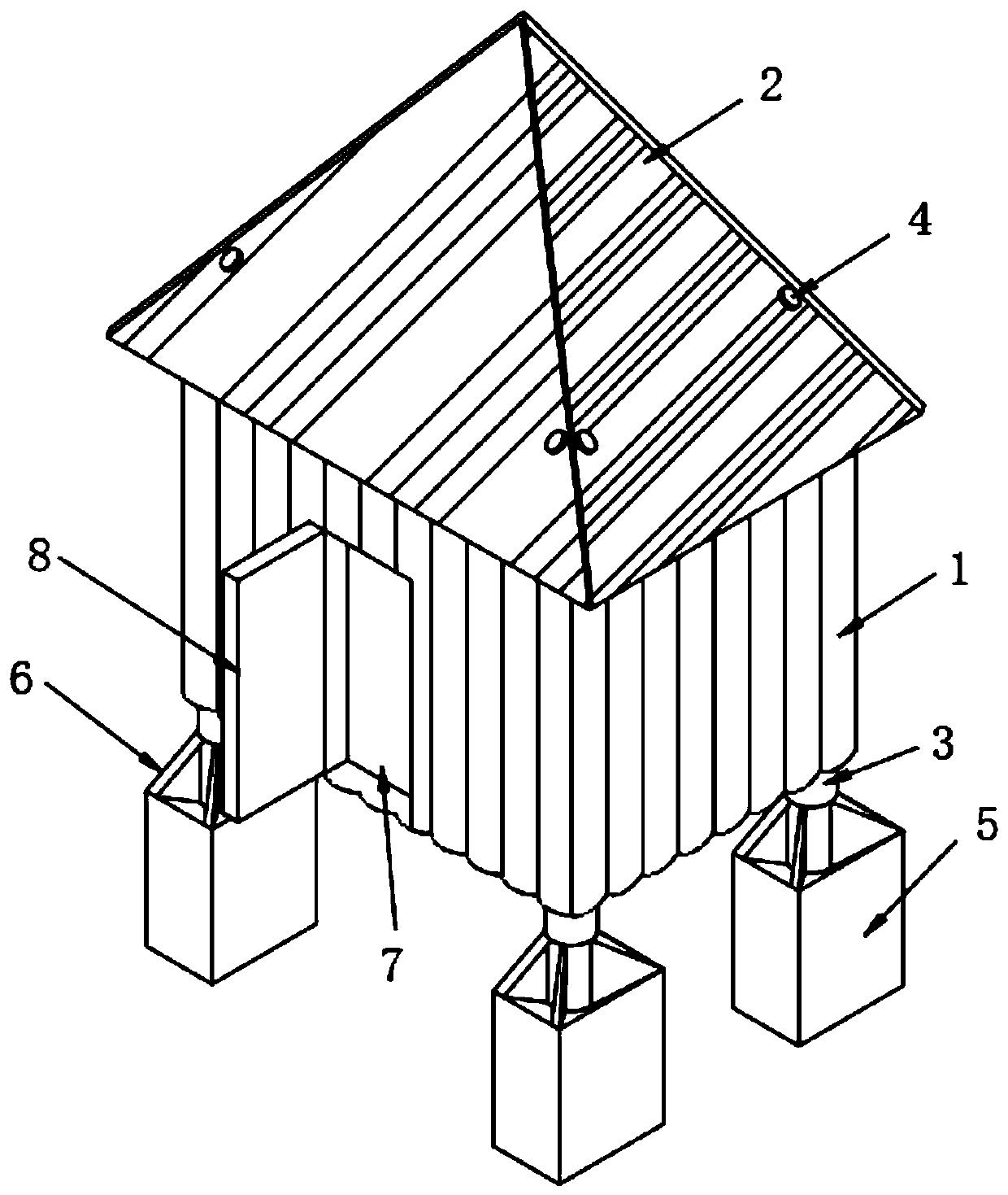 Bamboo building and bamboo supporting building frame thereof