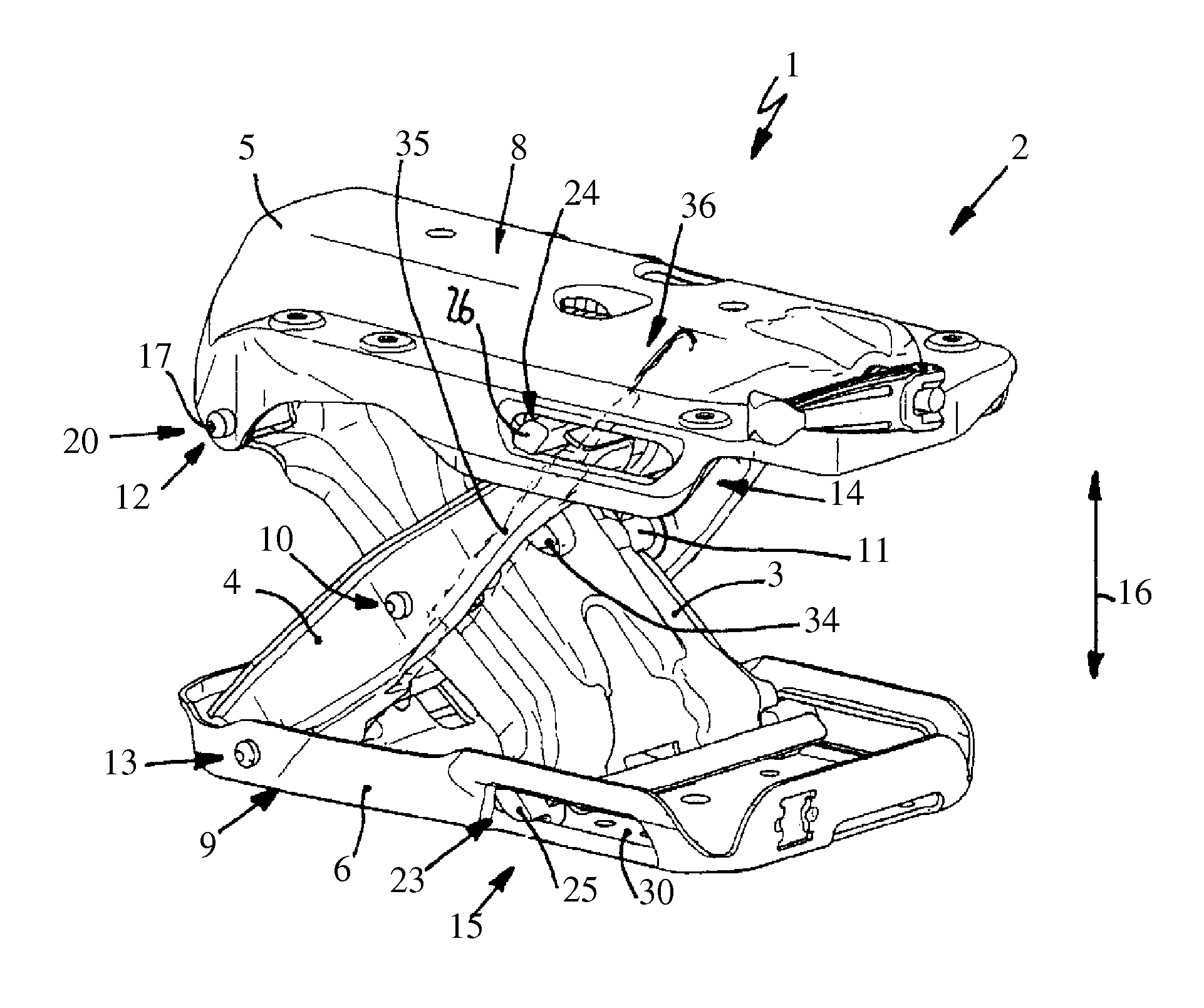 Scissors-type frame for a vehicle seat and method for producing a substructure of a vehicle seat