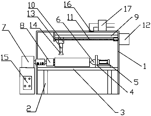 Paint spraying device for wooden pole