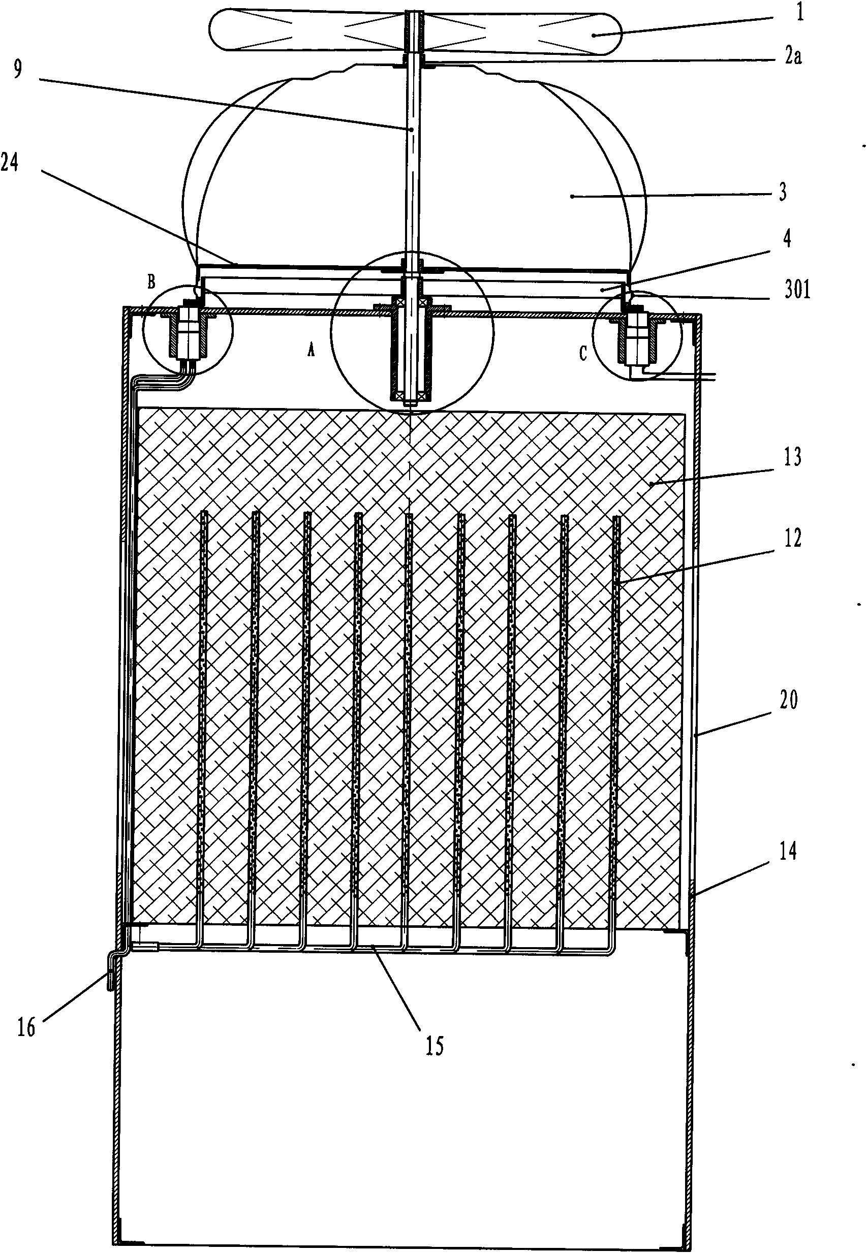 Device for taking water from air by using wind energy