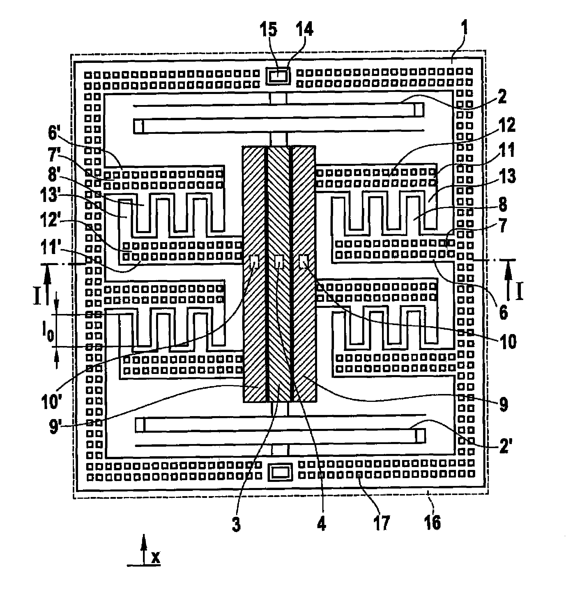 Acceleration sensor with comb-shaped electrodes