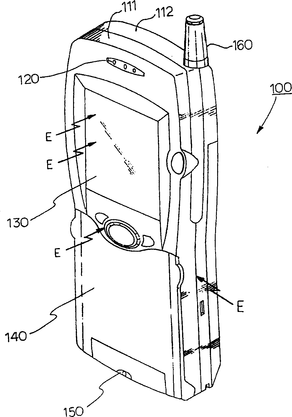 Earthing device for portable radio communication terminal