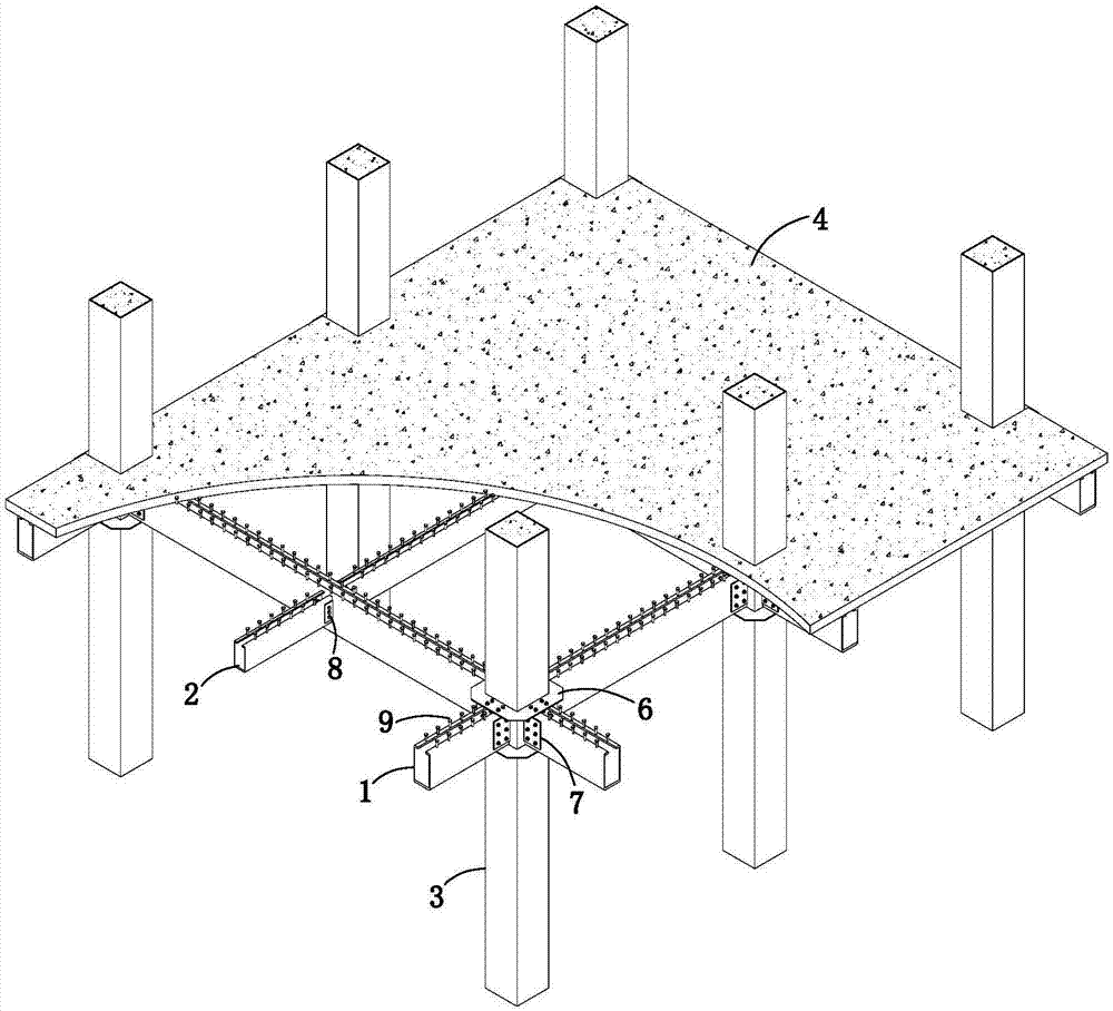 Fabricated frame system adopting hot-rolling unequal-thickness U-shaped steel composite beams