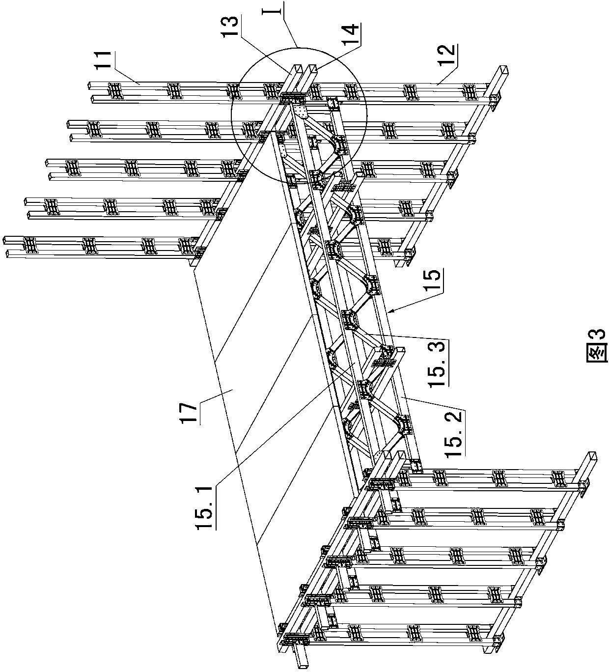 Beam-passing fastener and lightweight steel construction for connecting upper layer and lower layer