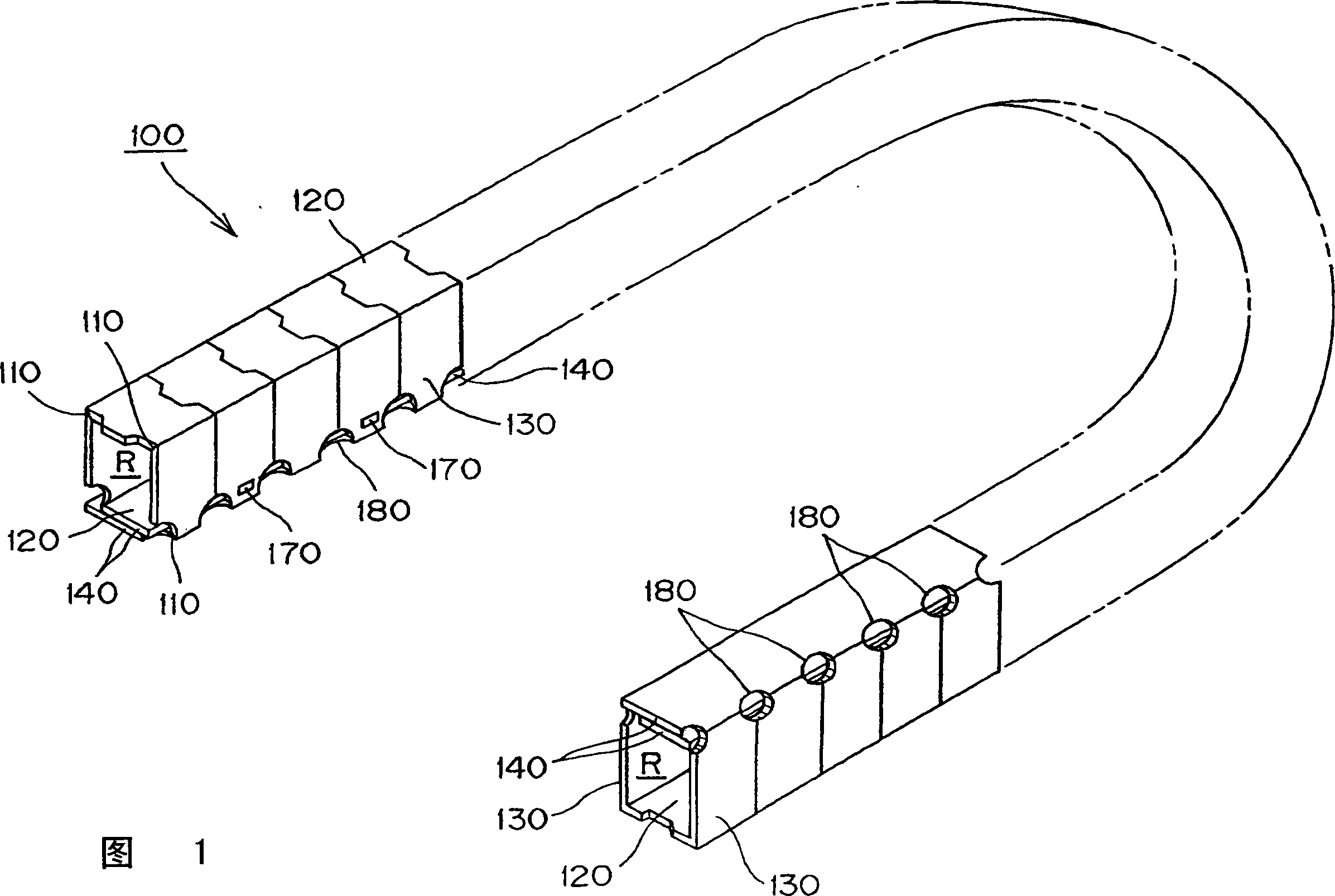 Folding assembly type cable protection and guide device