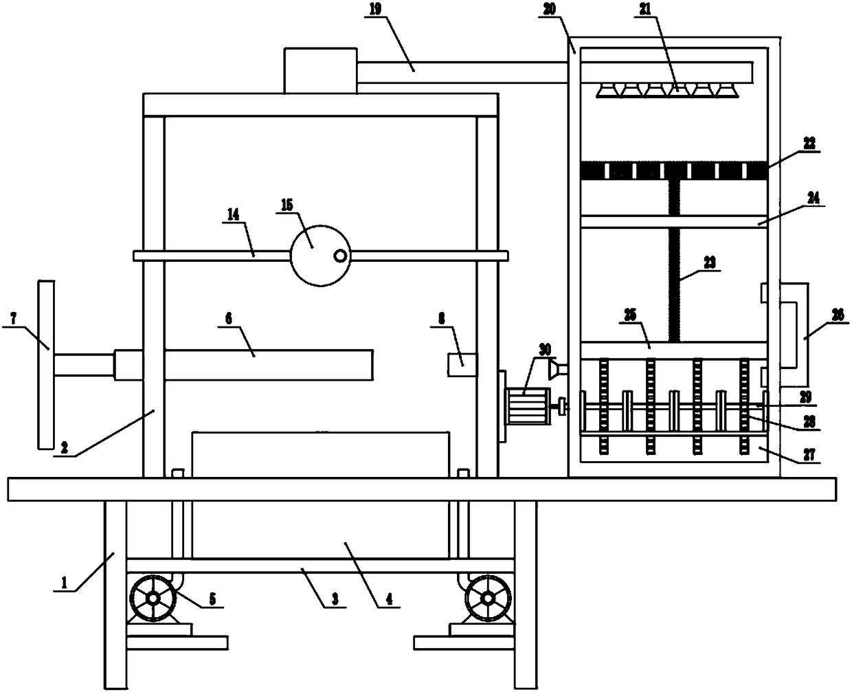 Water curtain dust-removing welding device for electric component for wireless charging