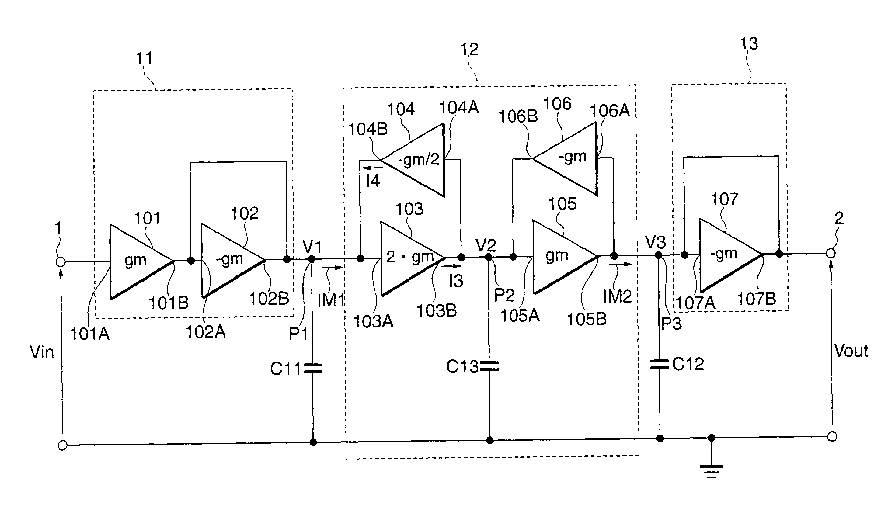 Active filter circuit with reduced noise