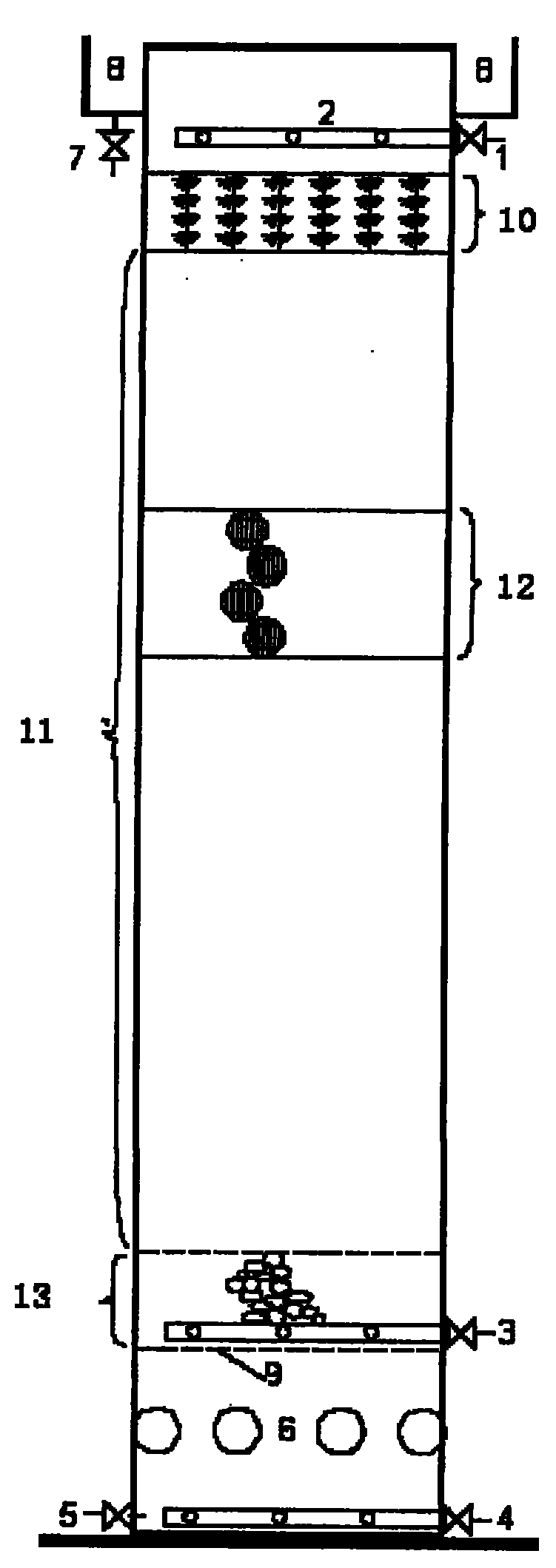 High-load biological filter tank sewage water treating method capable of backwashing