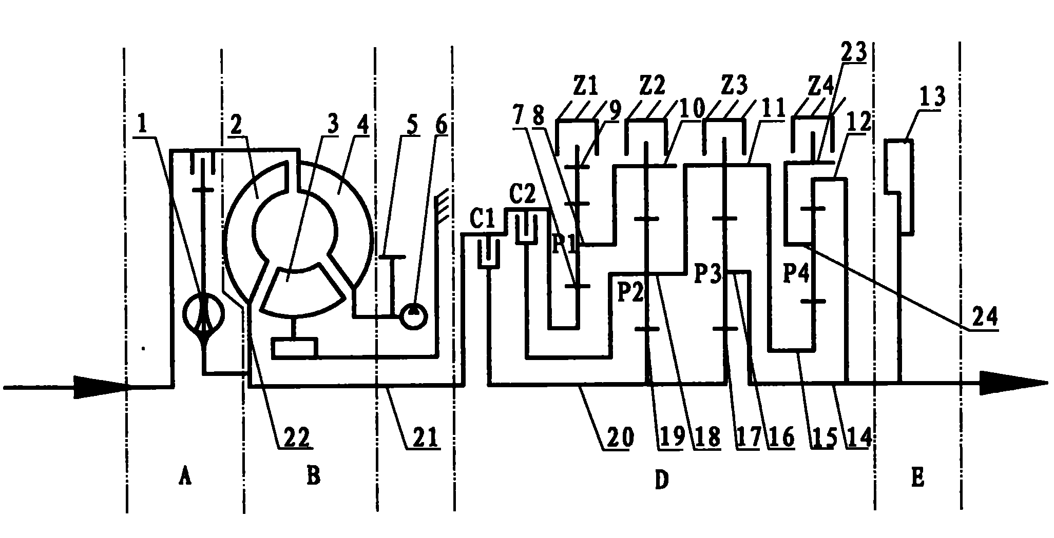 Multi-gear planet type hydraulic transmission driving mechanism