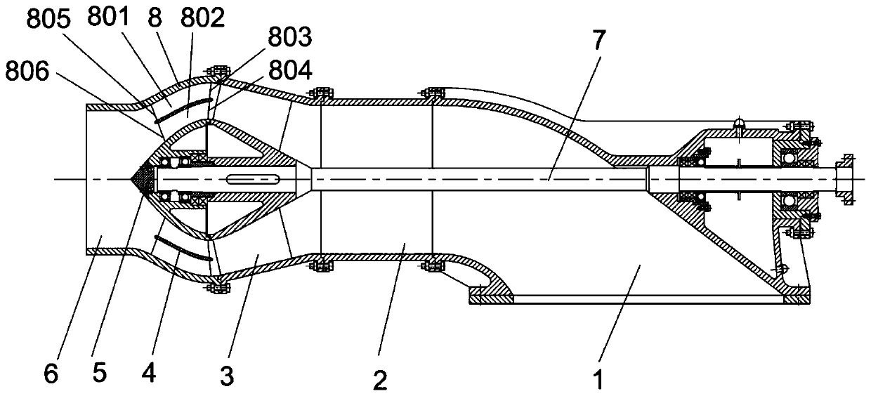 Multi-channel water-jet propulsion pump with guide vanes with unequal number of blades