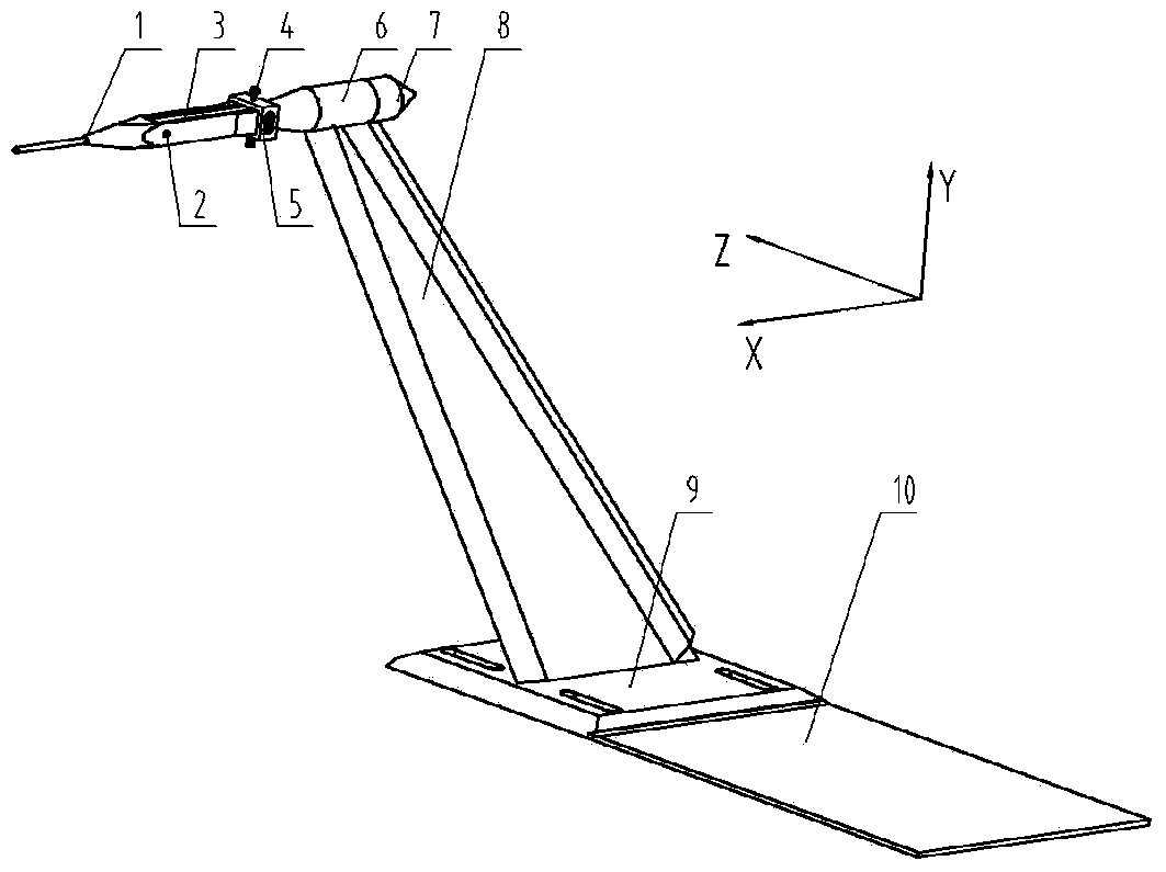 A device for accurately measuring the deflection angle of the local airflow in the transonic test section of the wind tunnel