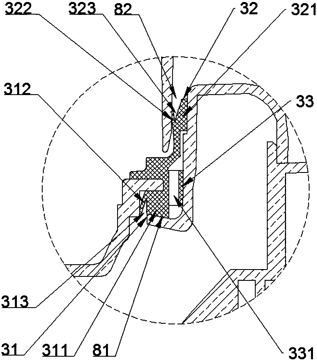 Packing mounting mechanism of motor in medium and small-scale electric appliance