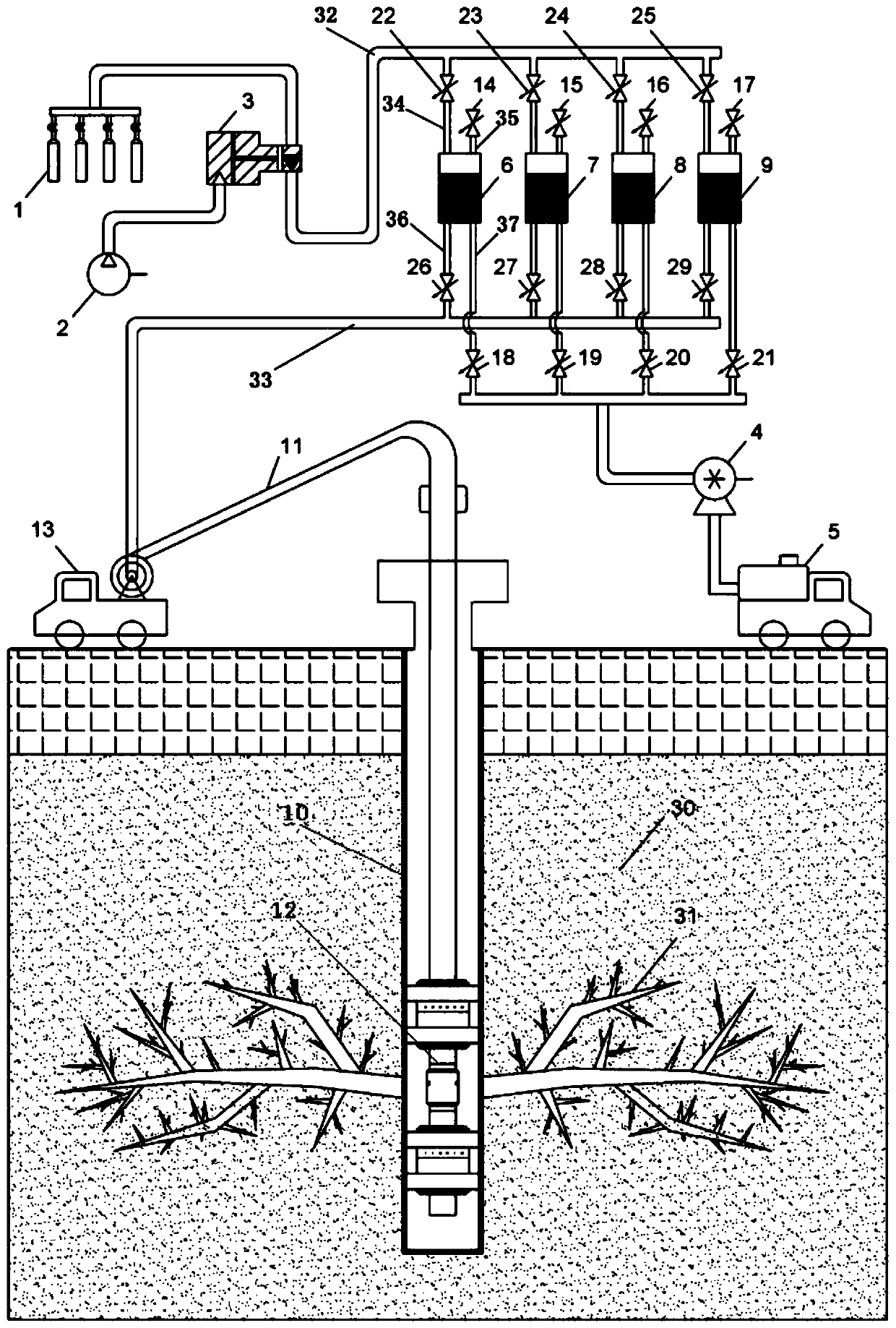 Multi-stage liquid nitrogen fracturing system and method for hot dry rock geothermal well