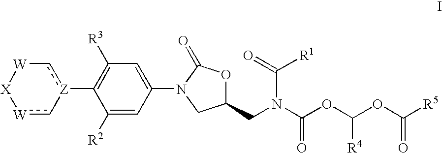 Acyloxymethylcarbamate prodrugs of oxazolidinones