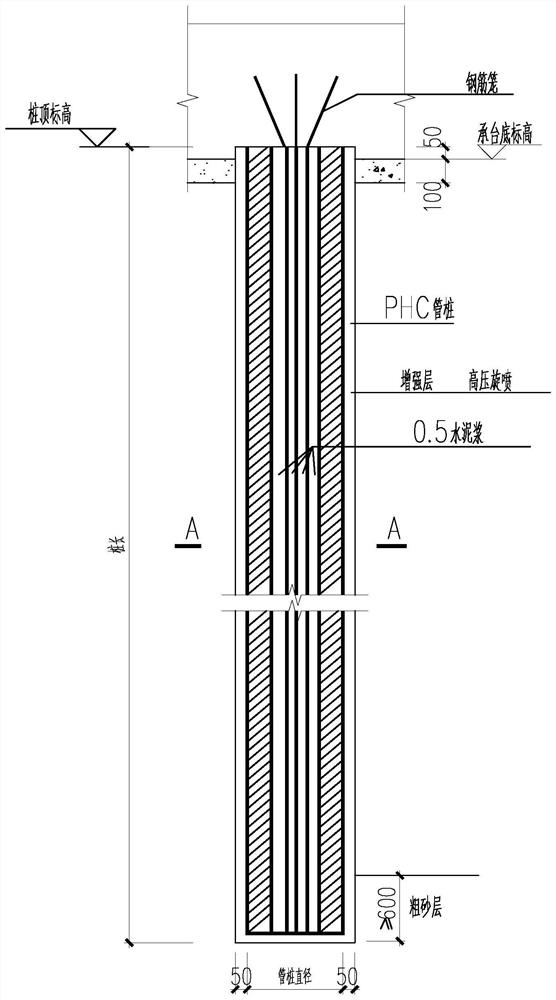 Construction method for rotary jet prefabricating of composite pile