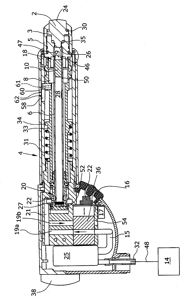Instrument for treating biological tissue, method for generating shock wave-like pressure waves in such an instrument