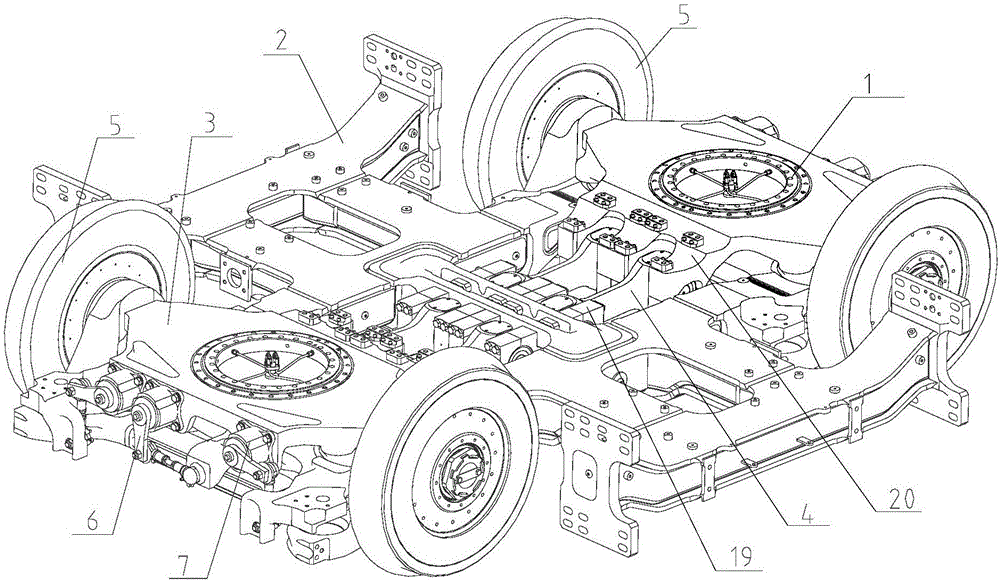 Low-floor articulated railway vehicle bogie frame and bogie