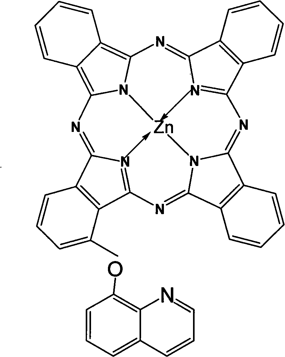 Alpha-(8-quinolineoxy)mono-substituted zinc phthalocyanine and preparation method thereof
